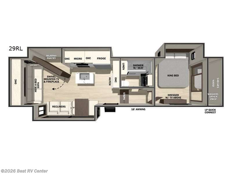 2026 Forest River Cedar Creek 29RL - New Fifth Wheel For Sale by Best RV Center in Turlock, California features Slideout