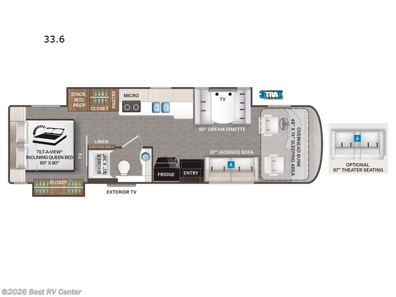 2027 Thor Motor Coach Palazzo 33.6 - New Class A For Sale by Best RV Center in Turlock, California features Slideout