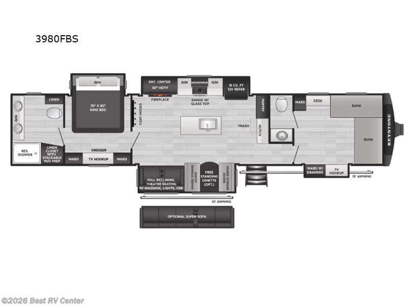 2026 Keystone Sprinter 3980FBS - New Fifth Wheel For Sale by Best RV Center in Turlock, California features Slideout