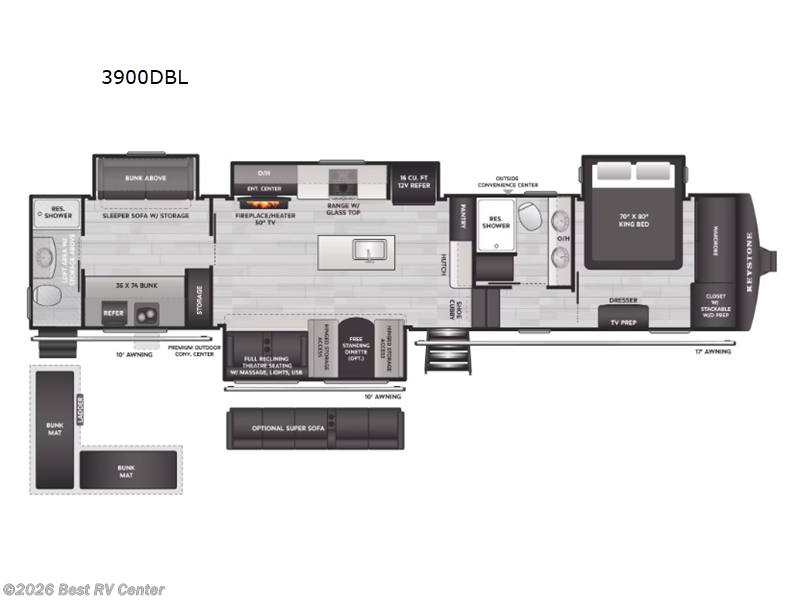 2026 Keystone Sprinter 3900DBL - New Fifth Wheel For Sale by Best RV Center in Turlock, California features Slideout