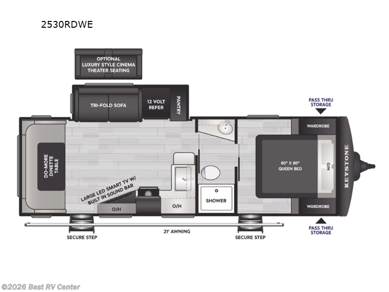 2026 Keystone Bullet Crossfire 2530RDWE - New Travel Trailer For Sale by Best RV Center in Turlock, California features Slideout