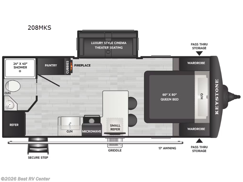 2026 Keystone Bullet Crossfire 208MKS - New Travel Trailer For Sale by Best RV Center in Turlock, California features Slideout