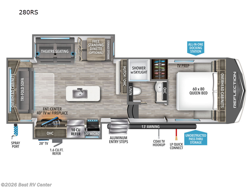 2024 Grand Design Reflection 150 Series 280RS - Used Fifth Wheel For Sale by Best RV Center in Turlock, California features Slideout