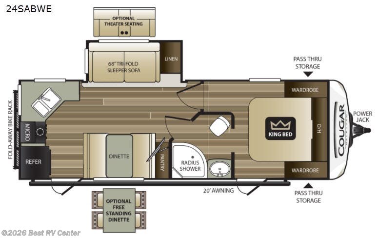 2018 Keystone Cougar Half-Ton Series 24SABWE - Used Travel Trailer For Sale by Best RV Center in Turlock, California features Slideout