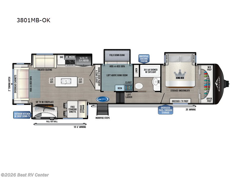 2024 East to West Blackthorn 3801MB-OK - Used Fifth Wheel For Sale by Best RV Center in Turlock, California features Slideout