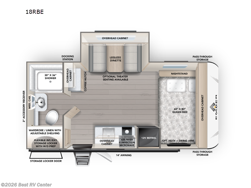 2027 Ember RV E-Series 18RBE - New Travel Trailer For Sale by Best RV Center in Turlock, California features Slideout