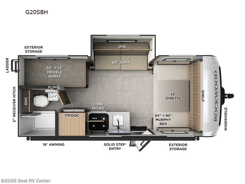 2027 Forest River Rockwood Geo Pro G20SBH - New Travel Trailer For Sale by Best RV Center in Turlock, California features Slideout