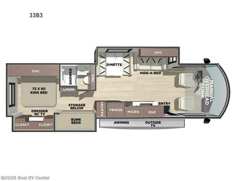 2027 Forest River Georgetown 3 Series 33B3 - New Class A For Sale by Best RV Center in Turlock, California features Slideout