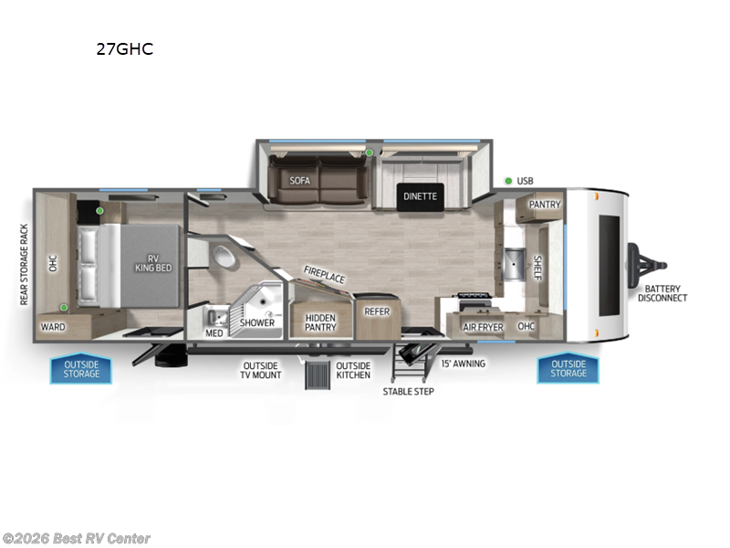 2026 Forest River Cascade 27GHC - New Travel Trailer For Sale by Best RV Center in Turlock, California features Slideout