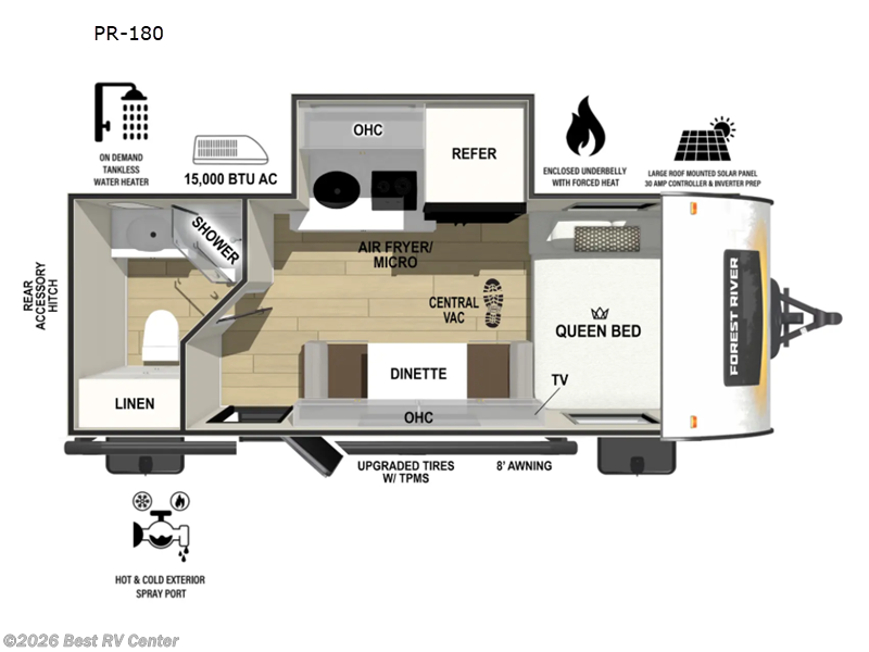 2027 Forest River R Pod RP-180 - New Travel Trailer For Sale by Best RV Center in Turlock, California features Slideout
