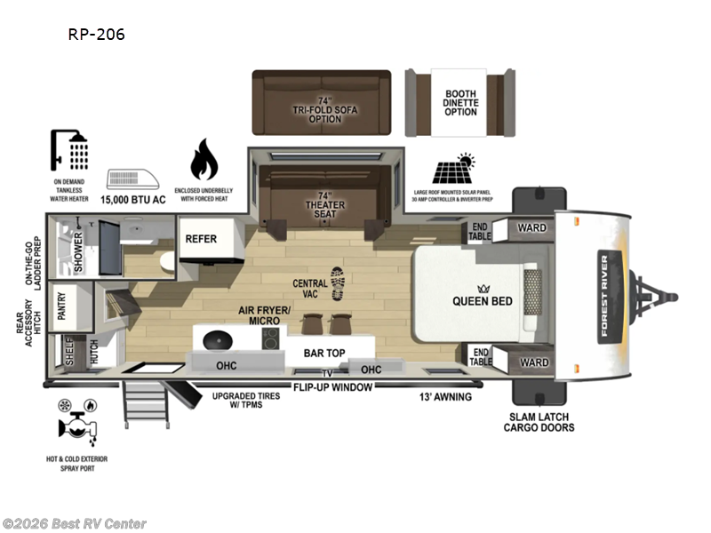 2027 Forest River R Pod RP-206 - New Travel Trailer For Sale by Best RV Center in Turlock, California features Slideout