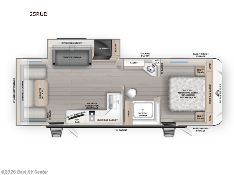 2027 Ember RV E-Series 25RUD - New Travel Trailer For Sale by Best RV Center in Turlock, California features Slideout