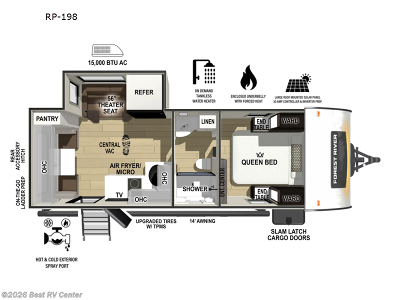 2026 Forest River R Pod RP-198 - Used Travel Trailer For Sale by Best RV Center in Turlock, California features Slideout