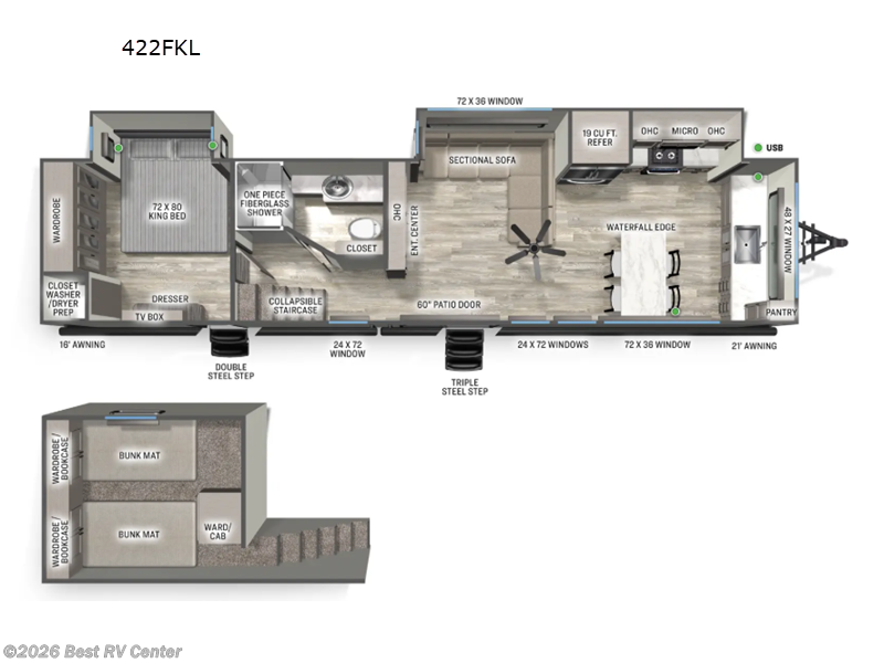 2026 Forest River Sierra Destination Trailers 422FKL - New Destination Trailer For Sale by Best RV Center in Turlock, California features Slideout