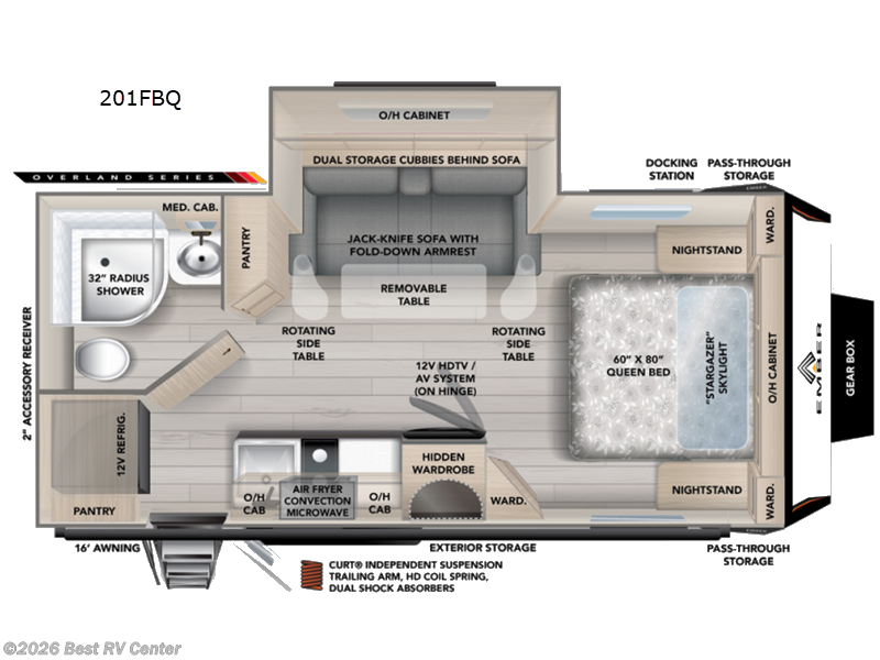 2027 Ember RV Overland Series 201FBQ - New Travel Trailer For Sale by Best RV Center in Turlock, California features Slideout
