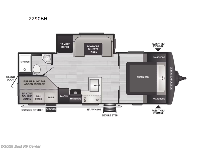 2026 Keystone Bullet Crossfire 2290BH - New Travel Trailer For Sale by Best RV Center in Turlock, California features Slideout