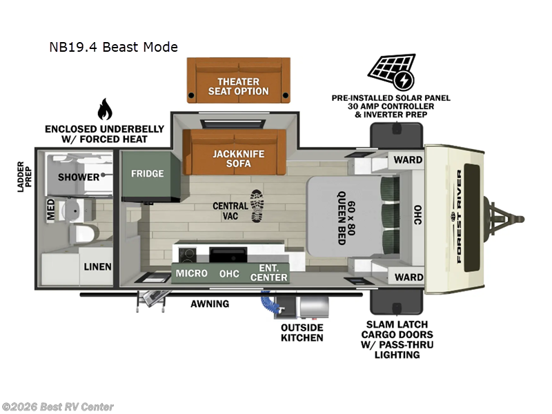 2025 Forest River No Boundaries NB19.4 Beast Mode - Used Travel Trailer For Sale by Best RV Center in Turlock, California features Slideout