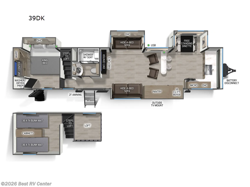 2027 Forest River Cherokee Timberwolf 39DK - New Destination Trailer For Sale by Best RV Center in Turlock, California features Slideout