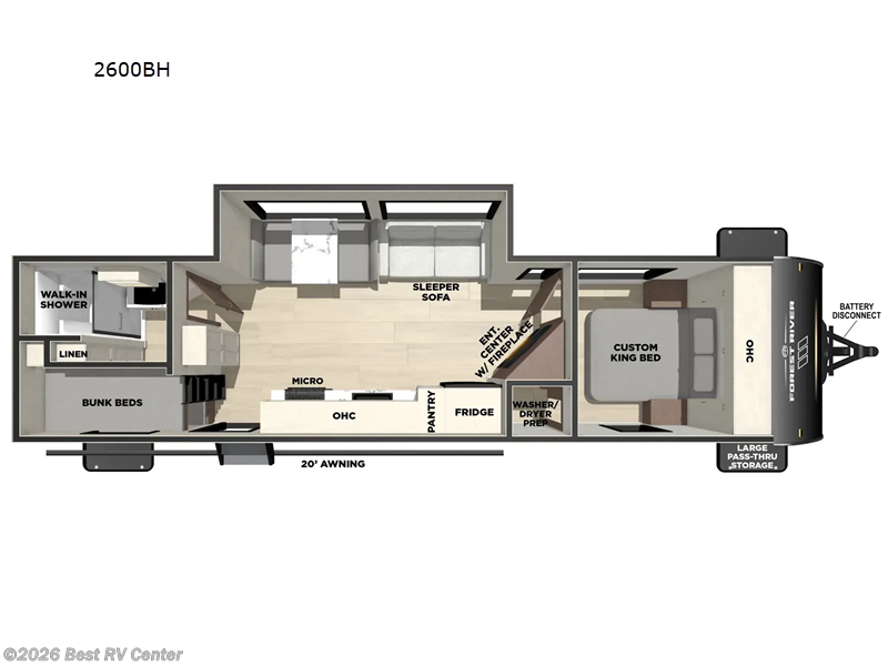 2027 Forest River Vibe 2600BH - New Travel Trailer For Sale by Best RV Center in Turlock, California features Slideout