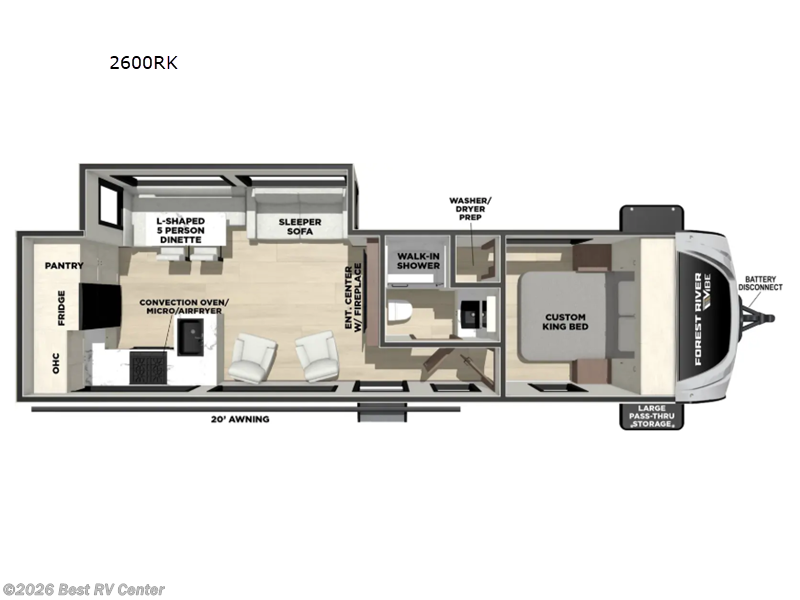 2027 Forest River Vibe 2600RK - New Travel Trailer For Sale by Best RV Center in Turlock, California features Slideout