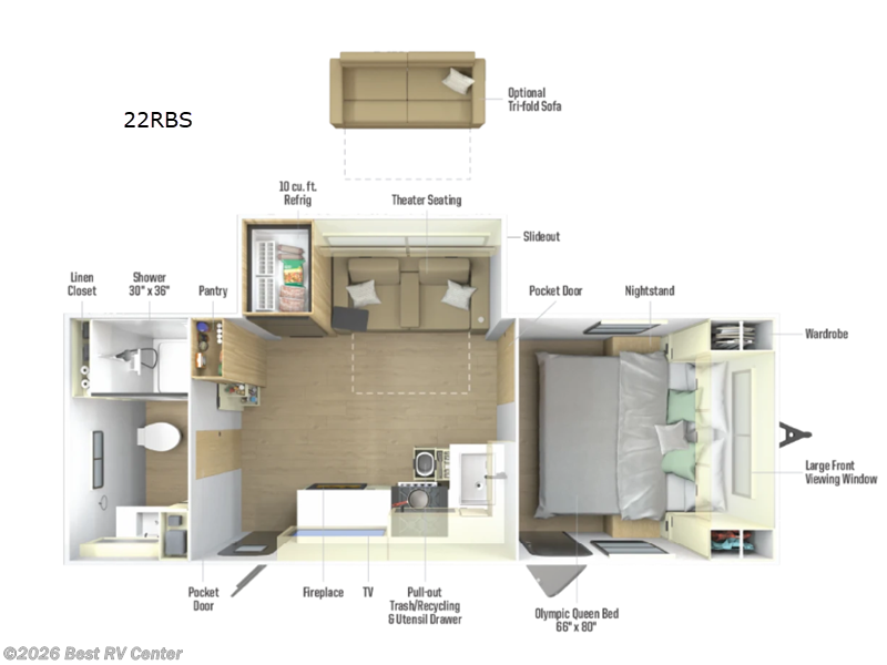 2027 Winnebago Thrive 22RBS - New Travel Trailer For Sale by Best RV Center in Turlock, California features Slideout