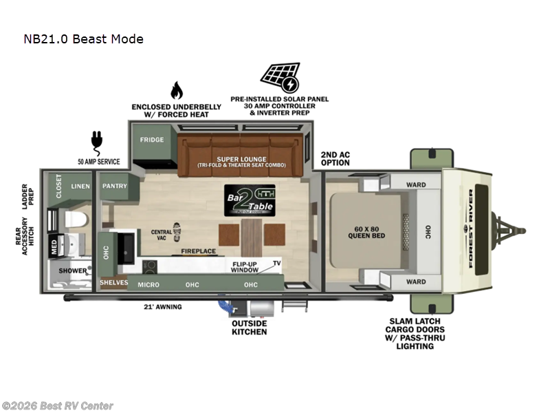 2027 Forest River No Boundaries NB21.0 Beast Mode - New Travel Trailer For Sale by Best RV Center in Turlock, California features Slideout