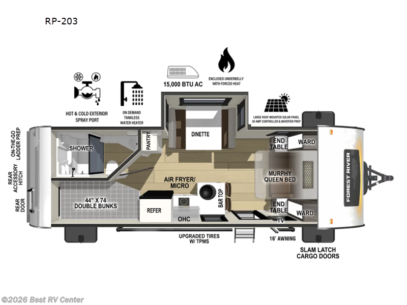 2027 Forest River R Pod RP-203 - New Travel Trailer For Sale by Best RV Center in Turlock, California features Slideout