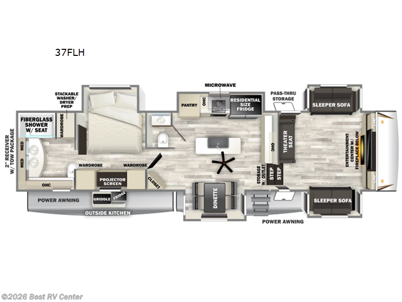 2027 Forest River Sabre 37FLH - New Fifth Wheel For Sale by Best RV Center in Turlock, California features Slideout
