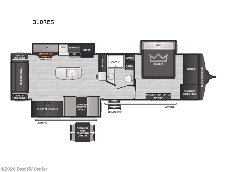 2027 Keystone Bullet Premium 310RES - New Travel Trailer For Sale by Best RV Center in Turlock, California features Slideout