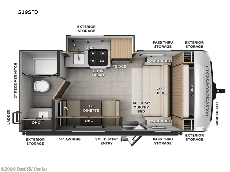 2027 Forest River Rockwood Geo Pro G19SFD - New Travel Trailer For Sale by Best RV Center in Turlock, California features Slideout