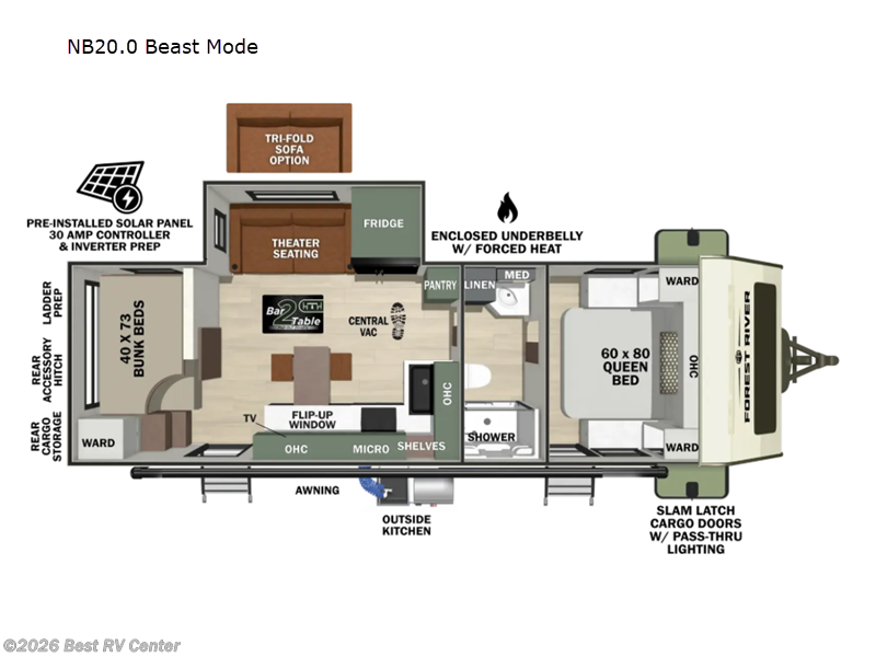 2027 Forest River No Boundaries NB20.0 Beast Mode - New Travel Trailer For Sale by Best RV Center in Turlock, California features Slideout