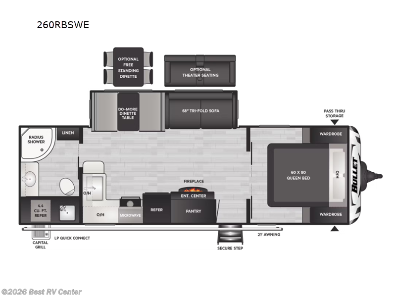 2025 Keystone Bullet Crossfire 260RBSWE - Used Travel Trailer For Sale by Best RV Center in Turlock, California features Slideout