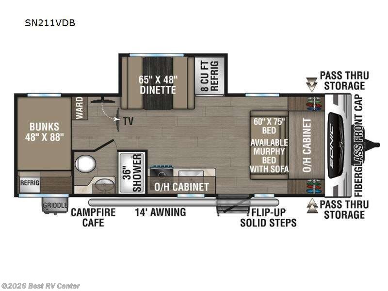 2024 Venture RV Sonic SN211VDB - Used Travel Trailer For Sale by Best RV Center in Turlock, California features Slideout