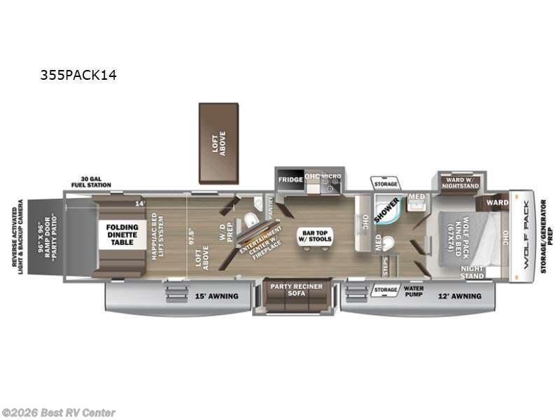 2021 Forest River Cherokee Wolf Pack 355PACK14 - Used Toy Hauler For Sale by Best RV Center in Turlock, California features Slideout