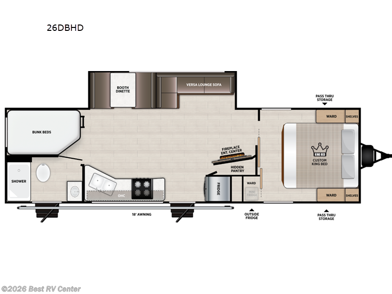 2027 Forest River Wildwood 26DBHD - New Travel Trailer For Sale by Best RV Center in Turlock, California features Slideout