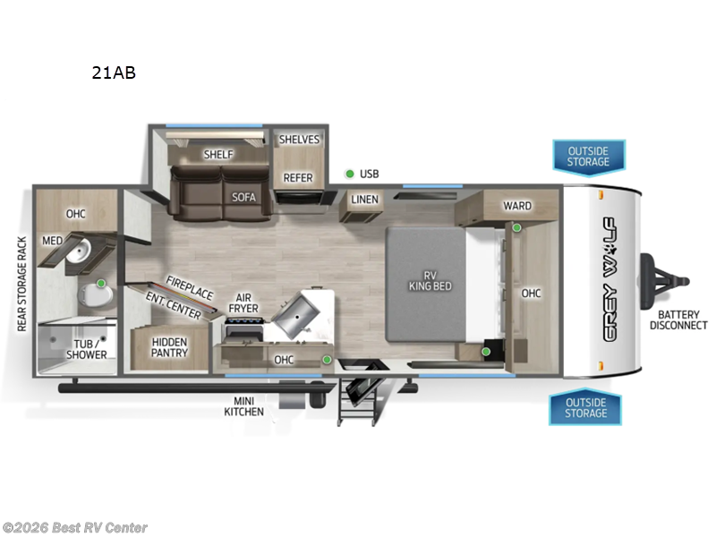 2027 Forest River Cherokee Grey Wolf 21AB - New Travel Trailer For Sale by Best RV Center in Turlock, California features Slideout