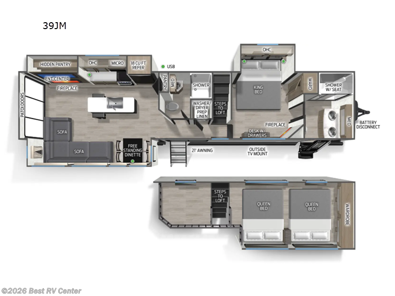2027 Forest River Cherokee Timberwolf 39JM - New Destination Trailer For Sale by Best RV Center in Turlock, California features Slideout