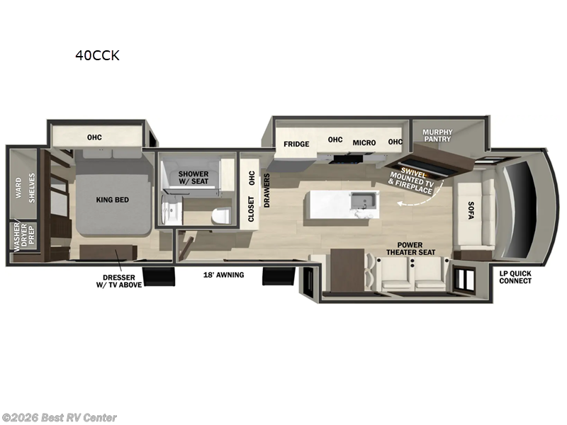 2026 Forest River Cedar Creek Cottage 40CCK - New Destination Trailer For Sale by Best RV Center in Turlock, California features Slideout