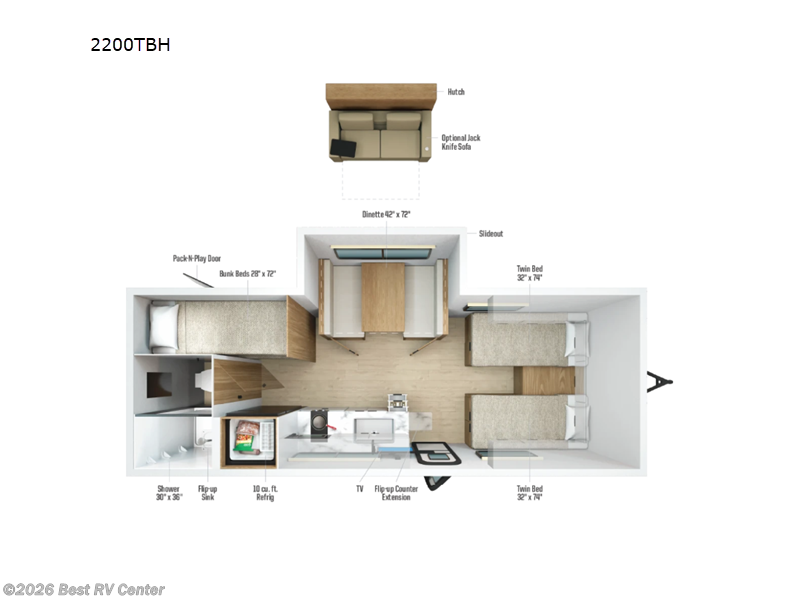 2027 Winnebago Micro Minnie 2200TBH - New Travel Trailer For Sale by Best RV Center in Turlock, California features Slideout