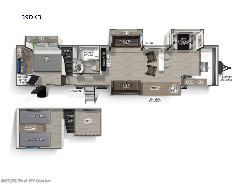 2027 Forest River Cherokee Timberwolf Black Label 39DKBL - New Destination Trailer For Sale by Best RV Center in Turlock, California features Slideout