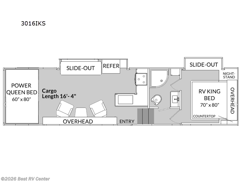 2024 Genesis Supreme Vortex 3016IKS - Used Toy Hauler For Sale by Best RV Center in Turlock, California features Slideout