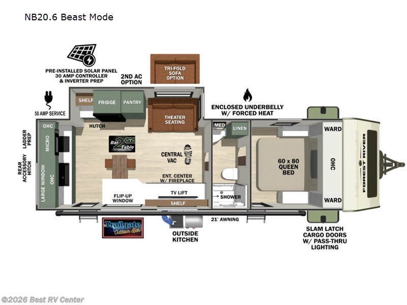 2027 Forest River No Boundaries NB20.6 Beast Mode - New Travel Trailer For Sale by Best RV Center in Turlock, California features Slideout
