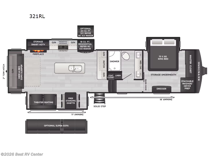2026 Keystone Alpine Avalanche Edition 321RL - New Fifth Wheel For Sale by Best RV Center in Turlock, California features Slideout