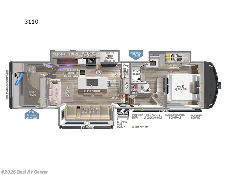 2026 Brinkley RV Model Z 3110 - New Fifth Wheel For Sale by Best RV Center in Turlock, California features Slideout