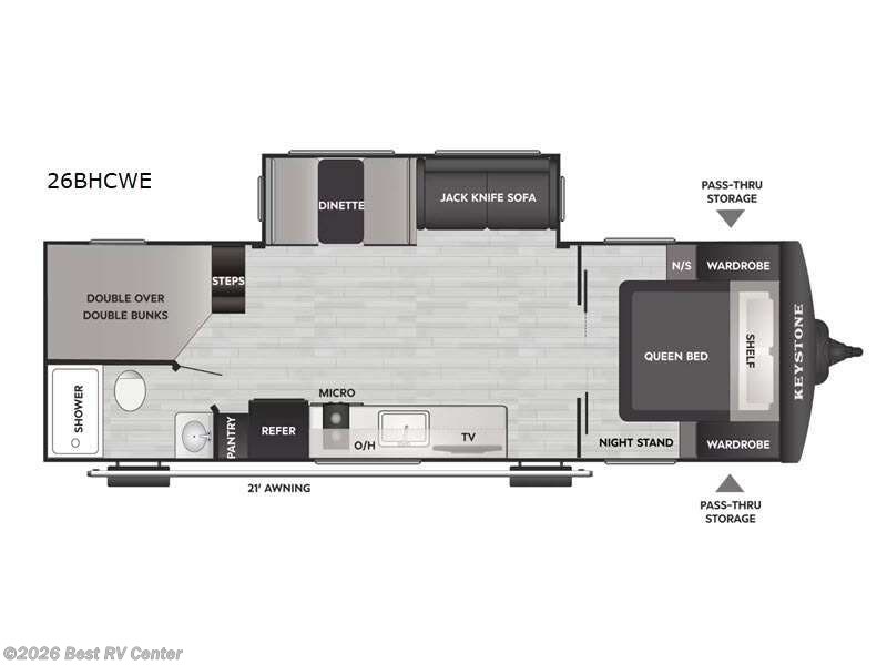 2027 Keystone Bullet Classic 26BHCWE - New Travel Trailer For Sale by Best RV Center in Turlock, California features Slideout