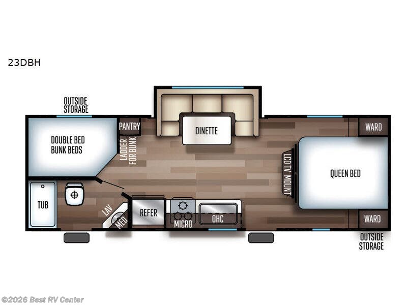 2019 Forest River Cherokee Grey Wolf 23DBH - Used Travel Trailer For Sale by Best RV Center in Turlock, California features Slideout