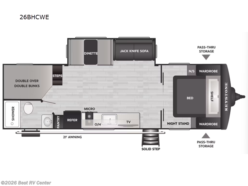 2027 Keystone Bullet Classic 26BHCWE - New Travel Trailer For Sale by Best RV Center in Turlock, California features Slideout