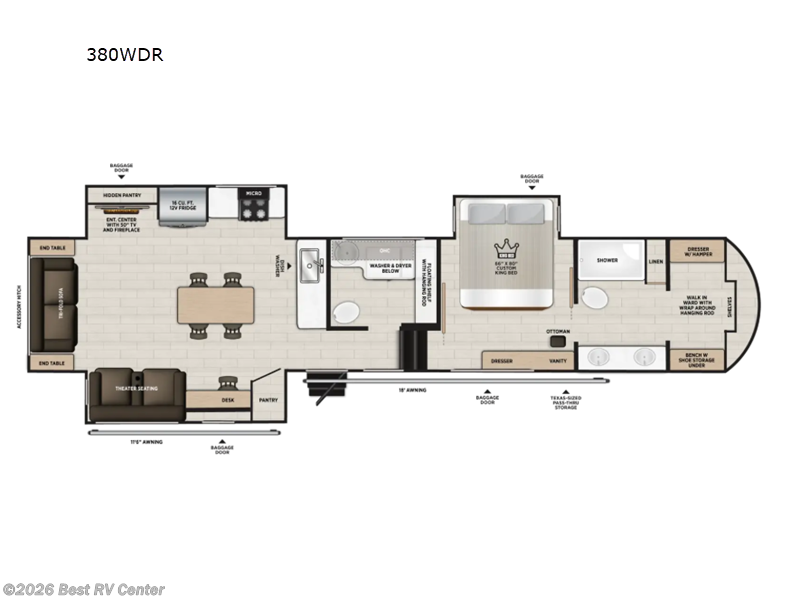 2027 Forest River Wildwood Heritage Glen 380WDR - New Fifth Wheel For Sale by Best RV Center in Turlock, California features Slideout