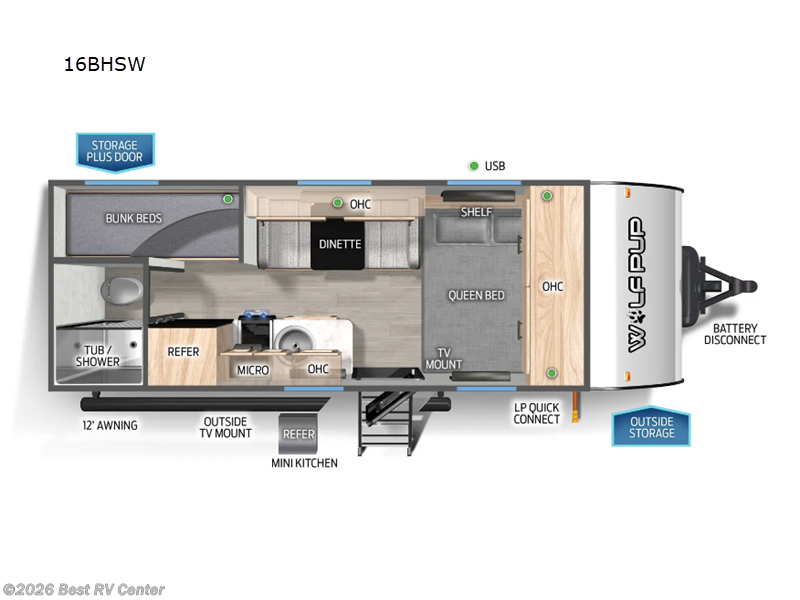 2025 Forest River Cherokee Wolf Pup 16BHSW - Used Travel Trailer For Sale by Best RV Center in Turlock, California