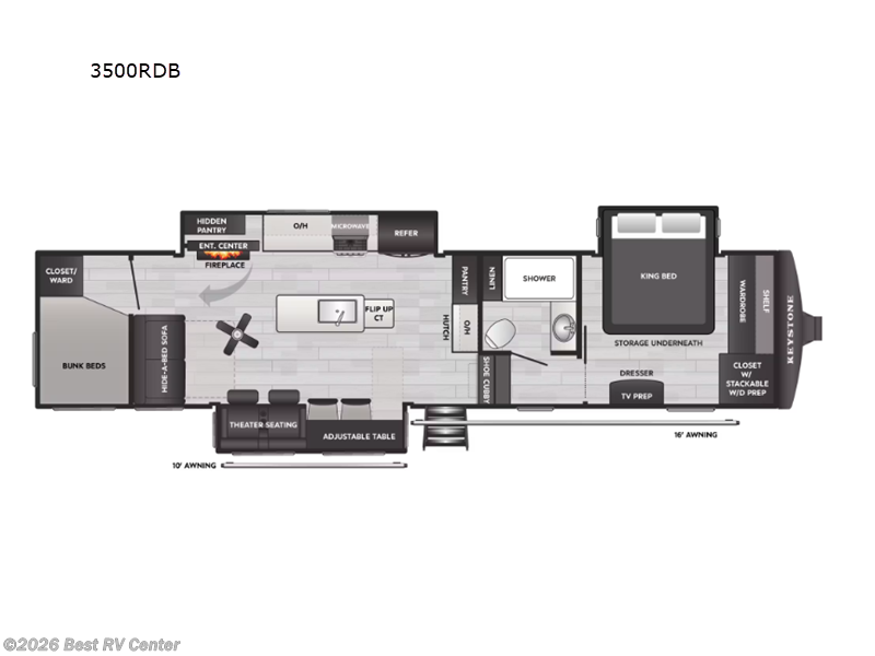 2027 Keystone Sprinter 3500RDB - New Fifth Wheel For Sale by Best RV Center in Turlock, California features Slideout